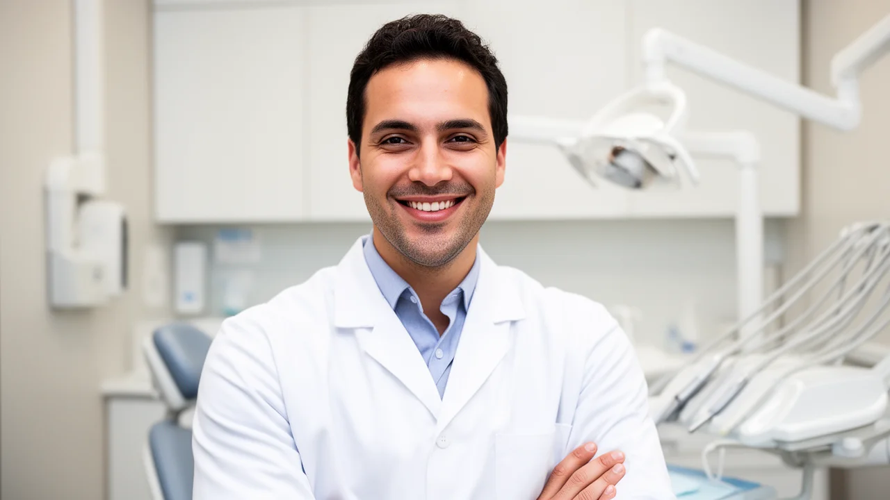 Dr. Joey Cazares, DDS, owner and lead dentist at McAllen Dental, smiling in his modern practice.